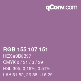 Color code: RGB 155 107 151 | qconv.com