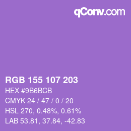 Color code: RGB 155 107 203 | qconv.com