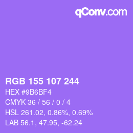 Color code: RGB 155 107 244 | qconv.com