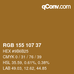 Color code: RGB 155 107 37 | qconv.com