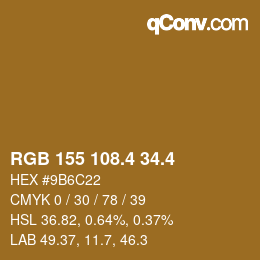 カラーコード: RGB 155 108.4 34.4 | qconv.com