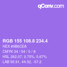 カラーコード: RGB 155 108.8 234.4 | qconv.com