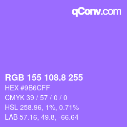 カラーコード: RGB 155 108.8 255 | qconv.com