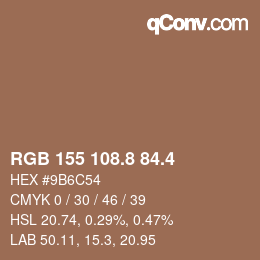 カラーコード: RGB 155 108.8 84.4 | qconv.com
