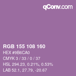 颜色代码: RGB 155 108 160 | qconv.com