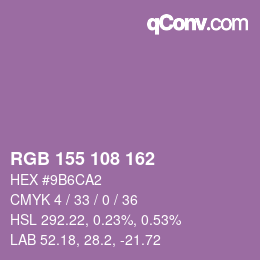 カラーコード: RGB 155 108 162 | qconv.com