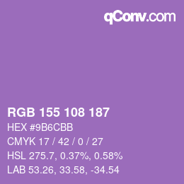 Color code: RGB 155 108 187 | qconv.com