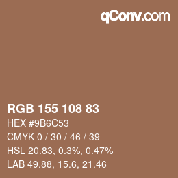 Color code: RGB 155 108 83 | qconv.com