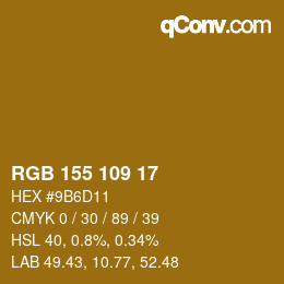 Color code: RGB 155 109 17 | qconv.com