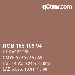 Farbcode: RGB 155 109 94 | qconv.com