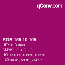 カラーコード: RGB 155 10 105 | qconv.com