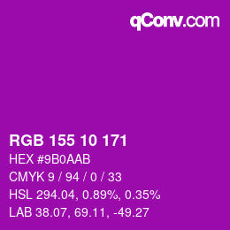 Color code: RGB 155 10 171 | qconv.com