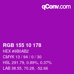 Color code: RGB 155 10 178 | qconv.com
