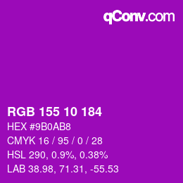 Color code: RGB 155 10 184 | qconv.com
