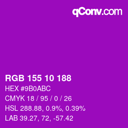 Color code: RGB 155 10 188 | qconv.com