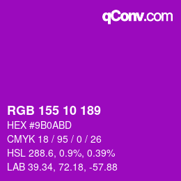 颜色代码: RGB 155 10 189 | qconv.com