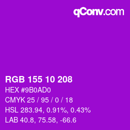 カラーコード: RGB 155 10 208 | qconv.com