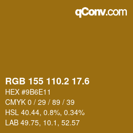 カラーコード: RGB 155 110.2 17.6 | qconv.com