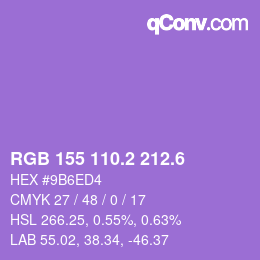 カラーコード: RGB 155 110.2 212.6 | qconv.com