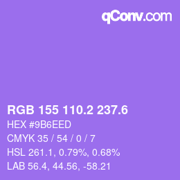 カラーコード: RGB 155 110.2 237.6 | qconv.com