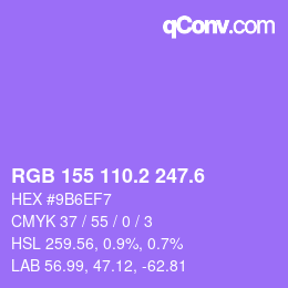 カラーコード: RGB 155 110.2 247.6 | qconv.com