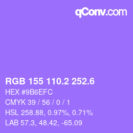 カラーコード: RGB 155 110.2 252.6 | qconv.com