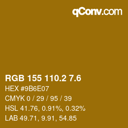 カラーコード: RGB 155 110.2 7.6 | qconv.com