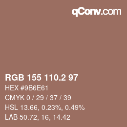 Color code: RGB 155 110.2 97 | qconv.com