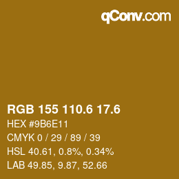 カラーコード: RGB 155 110.6 17.6 | qconv.com
