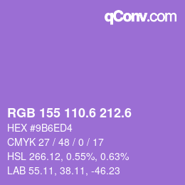 カラーコード: RGB 155 110.6 212.6 | qconv.com