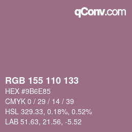 颜色代码: RGB 155 110 133 | qconv.com