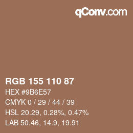 Color code: RGB 155 110 87 | qconv.com