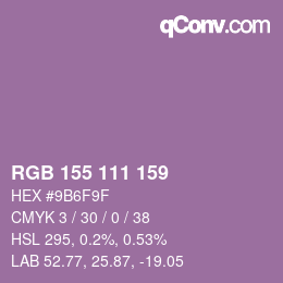カラーコード: RGB 155 111 159 | qconv.com