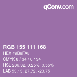カラーコード: RGB 155 111 168 | qconv.com