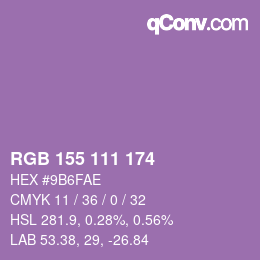 カラーコード: RGB 155 111 174 | qconv.com