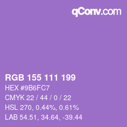 カラーコード: RGB 155 111 199 | qconv.com