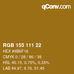 Color code: RGB 155 111 22 | qconv.com