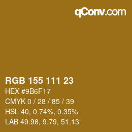 カラーコード: RGB 155 111 23 | qconv.com