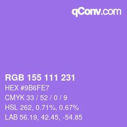 颜色代码: RGB 155 111 231 | qconv.com