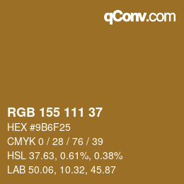 カラーコード: RGB 155 111 37 | qconv.com