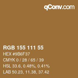 颜色代码: RGB 155 111 55 | qconv.com