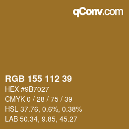 Color code: RGB 155 112 39 | qconv.com