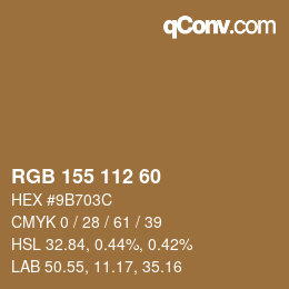 颜色代码: RGB 155 112 60 | qconv.com