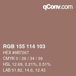 Farbcode: RGB 155 114 103 | qconv.com