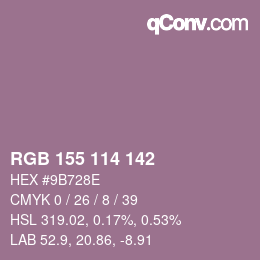 Color code: RGB 155 114 142 | qconv.com