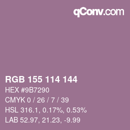 颜色代码: RGB 155 114 144 | qconv.com