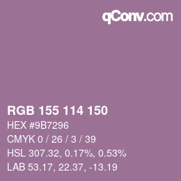 カラーコード: RGB 155 114 150 | qconv.com