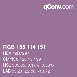 カラーコード: RGB 155 114 151 | qconv.com