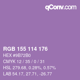 Color code: RGB 155 114 176 | qconv.com