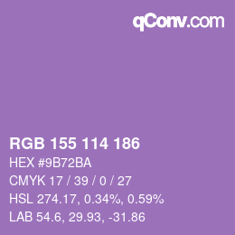 Color code: RGB 155 114 186 | qconv.com
